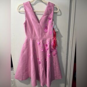 NWT MSGM Farfetch Runway Pink Sequins Fit & Flare Skater Mini Party Dress 40 6